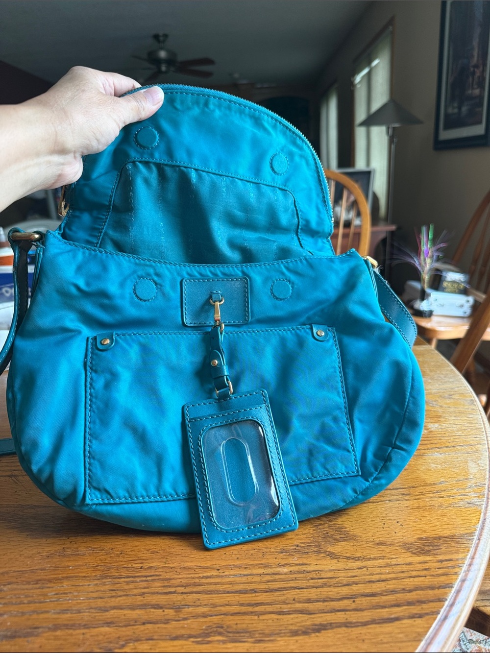 Marc by Marc Jacobs Teal Nylon Crossbody with Gold Accents - Picture 5 of 5